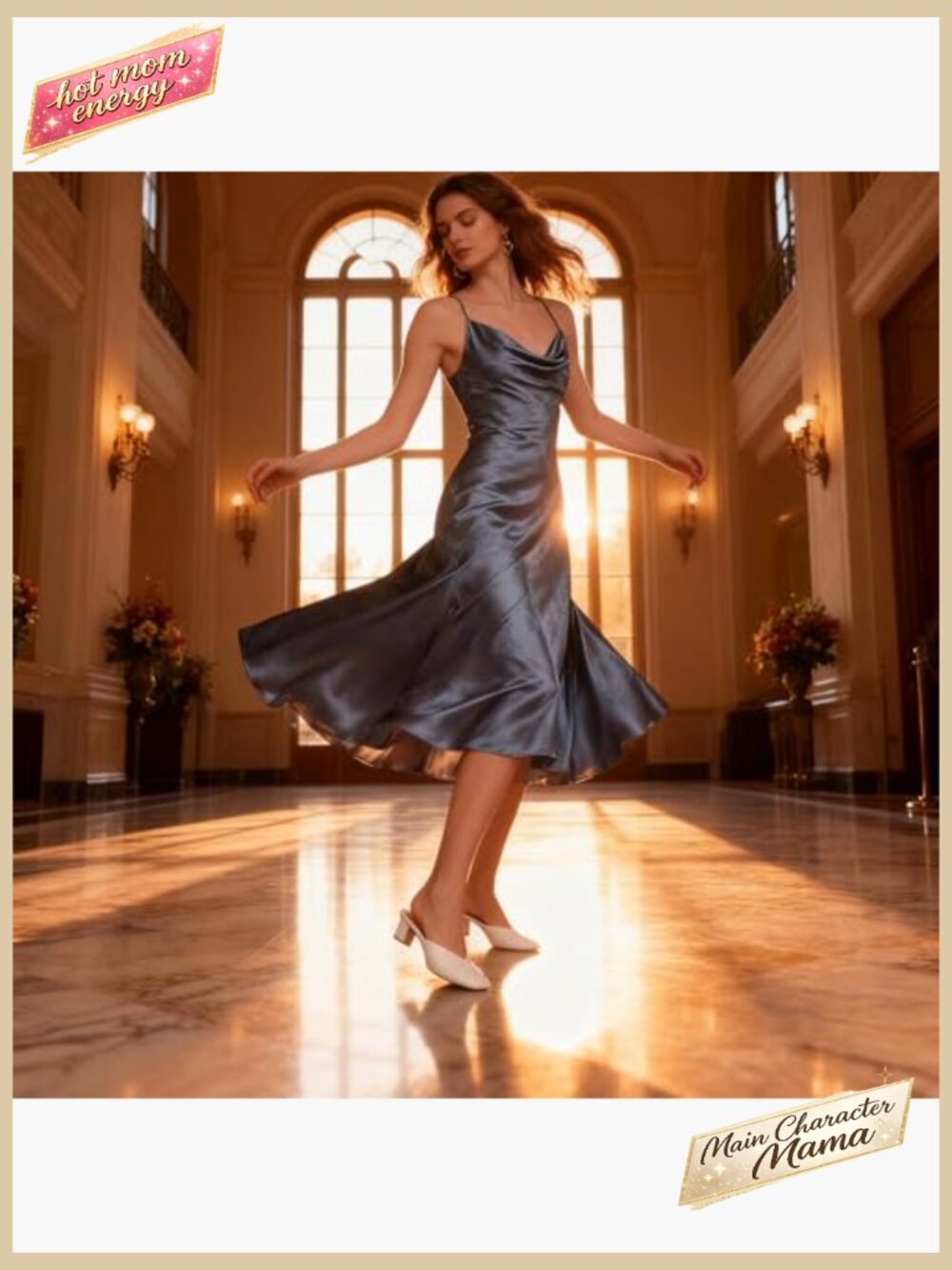 Satin Slip Dress Elegant Cowl Neck Spaghetti Strap Midi Dress Party Wear - Picture 3 of 6